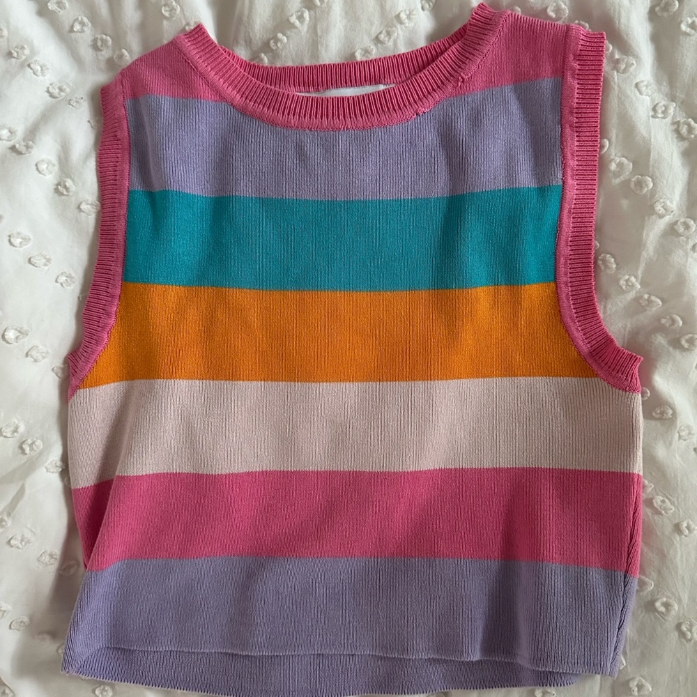 rainbow sweater high neck tank top